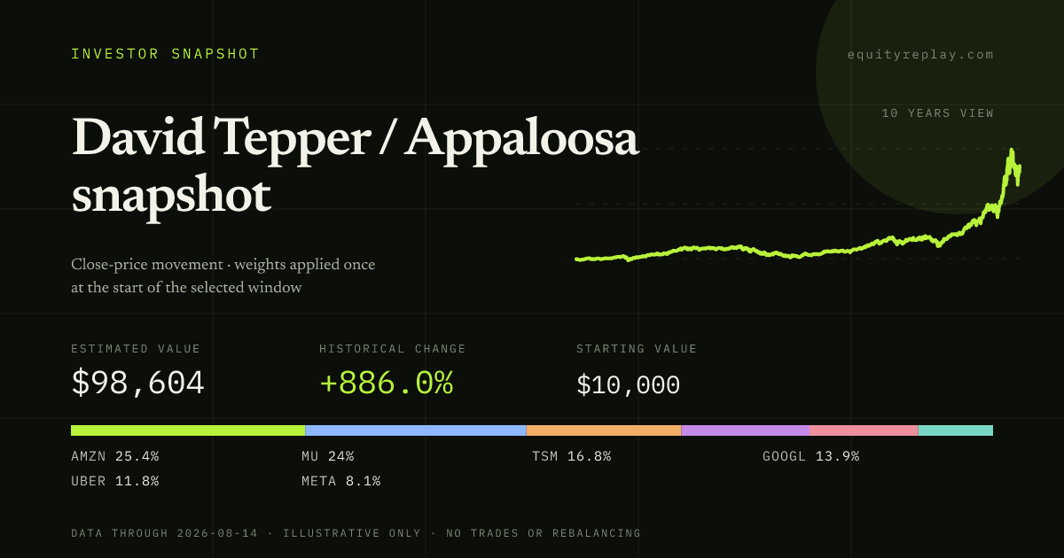 David Tepper / Appaloosa snapshot 10 years historical portfolio replay card